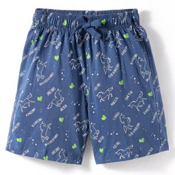 Doreme Single Jersey Knit Above Knee Length Shorts With Unicorn Print - Navy Blue-picture-17