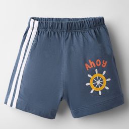 Tango Sinker Knit Knee Length Shorts With Nautical Theme Print-Navy Blue-picture-22
