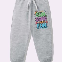 KAVEE Pure Cotton Knit Sun Sand And Fun Text Printed Biowashed Lounge Pants - Grey-picture-12