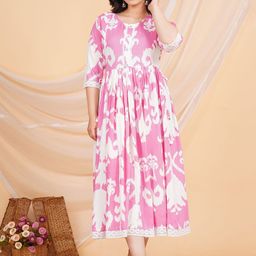Pristyle Floral Printed Fit and Flare Ethnic Dress-image-55