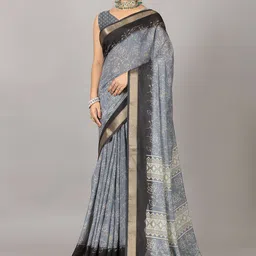VIRENDRA TEXTILES Floral Zari Pure Cotton Saree-image-16