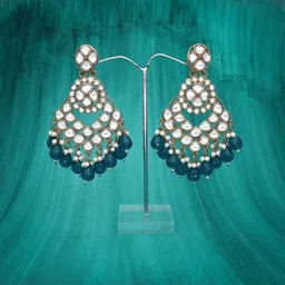 MEIRA JEWELLERY Gold-Plated Artificial Stones Studded & Beaded Contemporary Drop Earrings-picture-14
