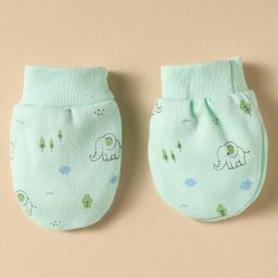 Simply Interlock Knit Cap Mitten & Booties Set with Animal Print Mint Green - Diameter 10 cm image 4