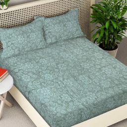 Myntra Elegant Homes Green Printed Woollen 300 TC King Bedsheet Set 2.5 m x 2.25 m-image-48