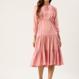 Rue Collection Tie-Up Neck Ruffled Fit & Flare Midi Dress-image-99