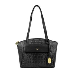 Hidesign Black Textured Medium Shoulder Handbag-image-63