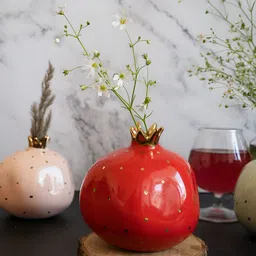 Glimpse Homes Red & Gold Toned Pomegranate Figurine Showpiece-image-19