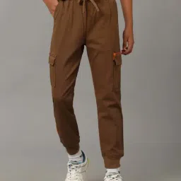 Under Fourteen Only Kids Brown Cotton Regular Fit Joggers-image-38