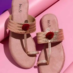 Inc.5 Women's Rose Gold Kolhapuri Sandals-image-50