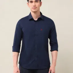 U.S. Polo Assn. Blue Cotton Slim Fit Shirt-image-26