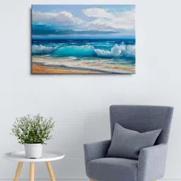 999store Blue & White Beach Framed Canvas Painting-picture-12