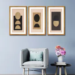 999store Gold & Black Circle Design Canvas Painting-42