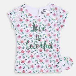 Blue Giraffe Kids White Cotton Printed T-Shirt-picture-0