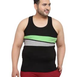 Melon by PlusS Black & Green Cotton Regular Fit Vest-image-42