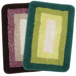 Saral Home Green & Brown Cotton 1340 GSM Bath Mats - Set of 2-43