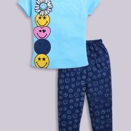 Todd N Teen Kids Blue Cotton Printed T-Shirts & Pajamas Set-image-43