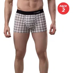 UnderJeans by Spykar White & Grey Check Trunks - Pack of 2-picture-27