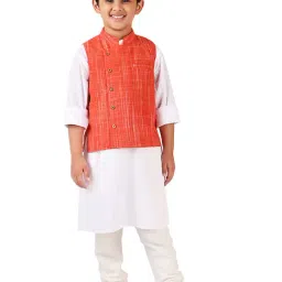 Fabindia Kids Rust Checks Nehru Jacket-image-65