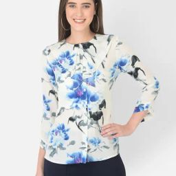 Latin Quarters Beige Printed Round Neck Shirt-image-4