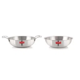 HAZEL Silver Stainless Steel Induction Bottom Cookware Set (1 Tasla & 1 Kadai)-34