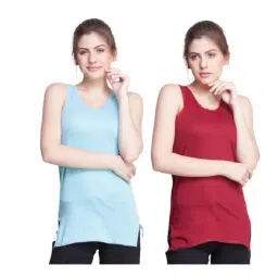 Dollar Missy Blue & Maroon Camisole Pack of - 2-image-86