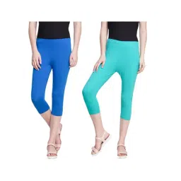 Dollar Missy Blue & Sea Green Slim Fit Capris Pack of - 2-image-44