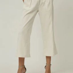 Saltpetre Elegant Linen Black Shirt and Cream Wide Leg Trouser Coord Set-image-52