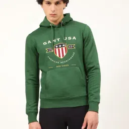 GANT Green Slim Fit Embroidered Hooded Sweatshirt-image-89