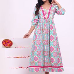 KALINI Floral Printed Regular Cotton Anarkali Kurta-image-51