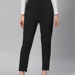 Melon by PlusS Black Mid Rise Regular Fit Trousers-11
