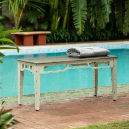 Ellementry Farmhouse Flair Brown & White Mango Wood Bench-picture-18