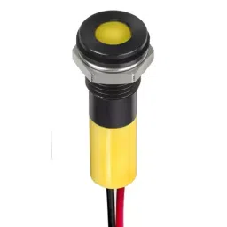 RS PRO Yellow Panel Mount Indicator 12V DC, Mounting Hole Size 8 mm, Termination Type Lead Wires, IP Rating IP67, Model No 2494315-22