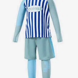 Little Surprise Box Kids Blue & White Striped Full Sleeves T-Shirt Set-image-83