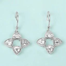 Mia by Tanishq Sparkly Sleek Silver Drop Earrings-image-23