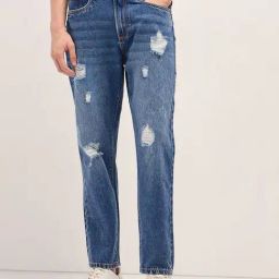 The Bear House Blue Cotton Relaxed Fit Distressed Jeans-image-39