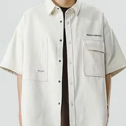 StyleCast Men Standard Oversized Fit Spread Collar Solid Casual Shirt-image-78