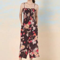 navyasa by liva Brown Floral Print Jumpsuit With Shirt-image-19