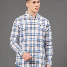 Red Tape White Regular Fit Checks Shirt-image-29