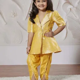 VASTRAMAY Girls Mustard Kurta And Dhoti Pant Set-image-70