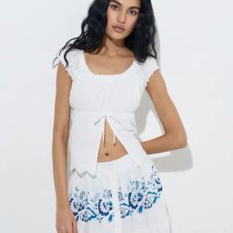 Bombay Paisley by Westside White Floral Embroidered Cotton Top-image-33
