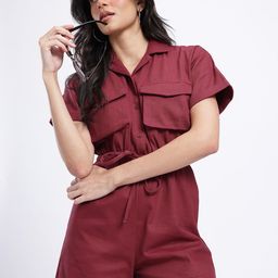 glitchez Utility Pockets Waist Tie-Up Relaxed Playsuit-51