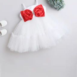 Many Frocks Kids White Solid Dress-image-22