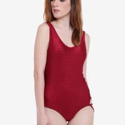 La Intimo Maroon Solid Aquacross Monokini Swimsuit-picture-19