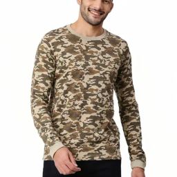 Basics Green Muscle Fit Printed T-Shirt-image-2