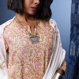 Taavi Indie Floral Printed Straight Block Print Legacy Kurta with Trousers & Dupatta image 3