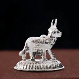 DOKCHAN SilverToned Pure Silver Kamdhenu Cow Showpiece-image-55