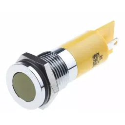 RS PRO Yellow Panel Mount Indicator 24V DC, Mounting Hole Size 14 mm, Termination Type Solder Tab, IP Rating IP67, Model No 7038831-11