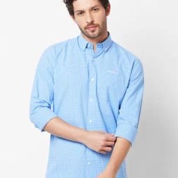Kenneth Cole New York Blue Slim Fit Check Shirt-image-27