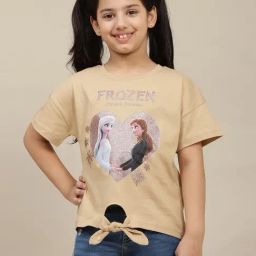 Kidsville Girls Beige Cotton Printed T-Shirt-image-71