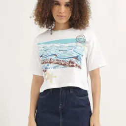 United Colors of Benetton White Printed Top-picture-5